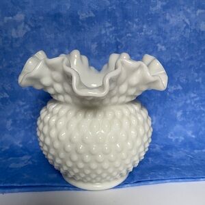 Vintage Fenton Hobnail Milk Glass Vase
